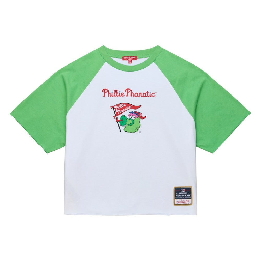 Philadelphia Phillies Mitchell & Ness Women's Cropped Raglan Mascot Boxy T-Shirt - White T-shirts
