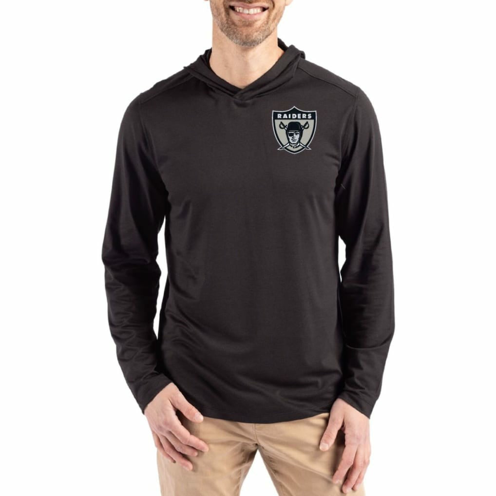 Las Vegas Raiders Cutter & Buck Coastline Epic Comfort Eco Recycled Long Sleeve Hoodie T-Shirt - Black Hoodies