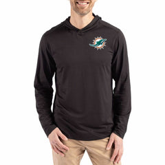Miami Dolphins Cutter & Buck Coastline Epic Comfort Eco Recycled Long Sleeve Hoodie T-Shirt - Black Hoodies