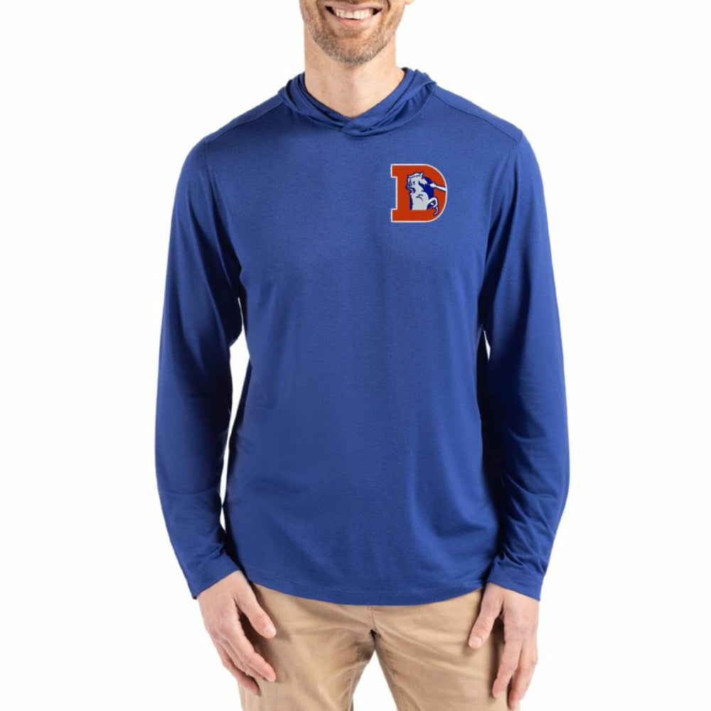 Denver Broncos Cutter & Buck Coastline Epic Comfort Eco Recycled Long Sleeve Hoodie T-Shirt - Blue Hoodies