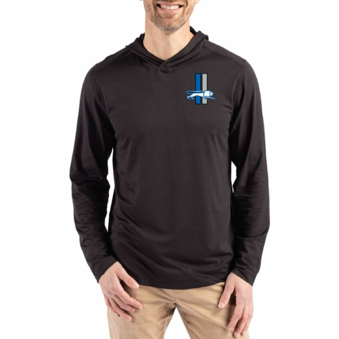Detroit Lions Cutter & Buck Coastline Epic Comfort Eco Recycled Long Sleeve Hoodie T-Shirt - Black Hoodies