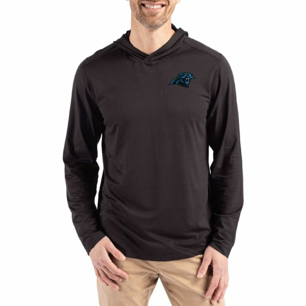 Carolina Panthers Cutter & Buck Coastline Epic Comfort Eco Recycled Long Sleeve Hoodie T-Shirt - Black Hoodies