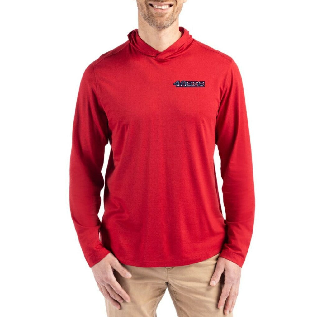 San Francisco 49ers Cutter & Buck Americana Coastline Epic Comfort Eco Recycled Long Sleeve Hoodie T-Shirt - Red Hoodies