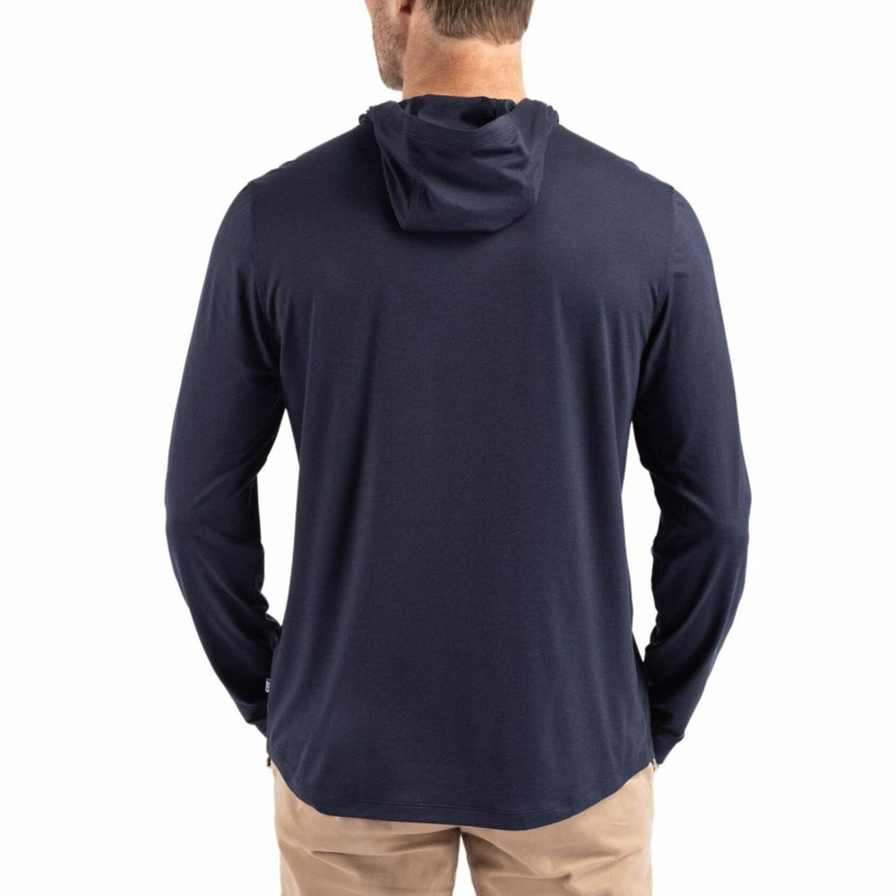Denver Broncos Cutter & Buck Americana Coastline Epic Comfort Eco Recycled Long Sleeve Hoodie T-Shirt - Navy Hoodies