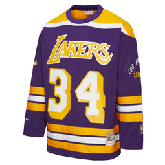 Shaquille O'Neal Los Angeles Lakers Unisex Maxxed Out Fashion Hockey Jersey Purple - Mitchell & Ness