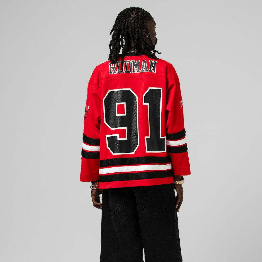 Dennis Rodman Chicago Bulls Unisex Maxxed Out Fashion Hockey Jersey Red - Mitchell & Ness outlet