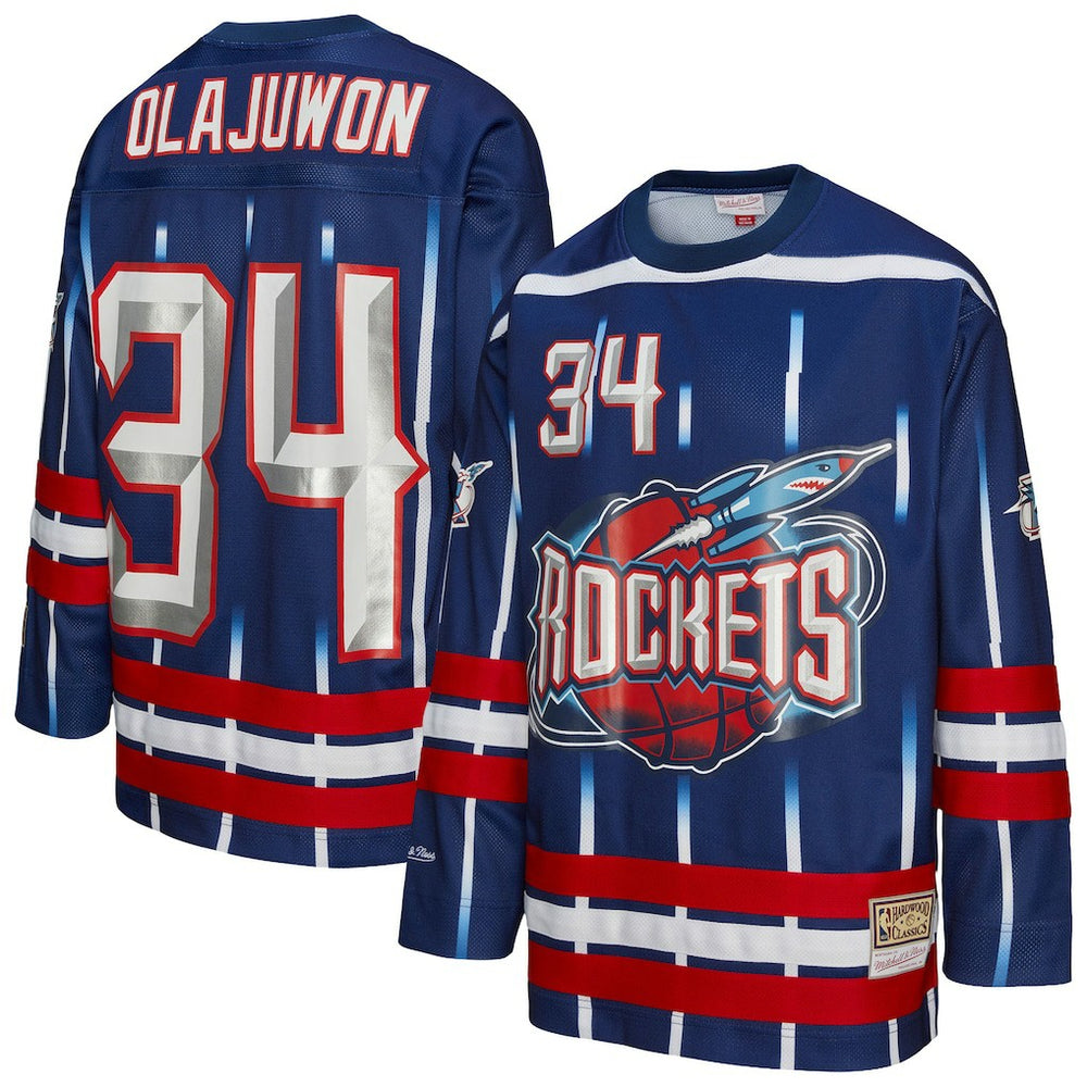 Hakeem Olajuwon Houston Rockets Unisex Maxxed Out Fashion Hockey Jersey Navy - Mitchell & Ness
