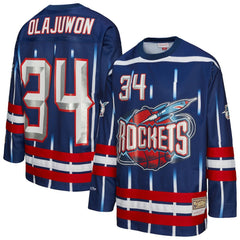 Hakeem Olajuwon Houston Rockets Unisex Maxxed Out Fashion Hockey Jersey Navy - Mitchell & Ness