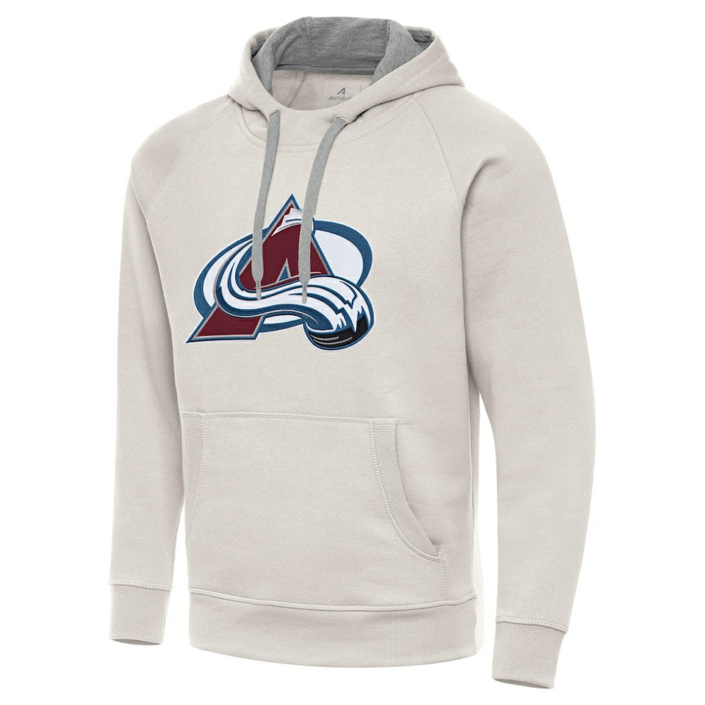 Colorado Avalanche Antigua Big Logo Victory Pullover Hoodie - Cream | US 203377036