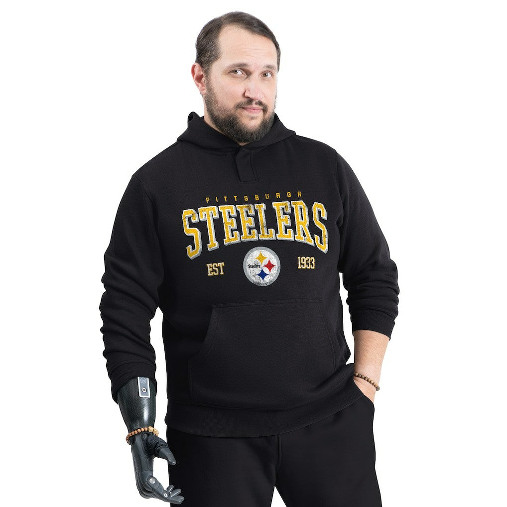 Pittsburgh Steelers G-III Sports by Carl Banks Adaptive Team Spirit Graphic Fleece Pullover Hoodie - Black Hoodies