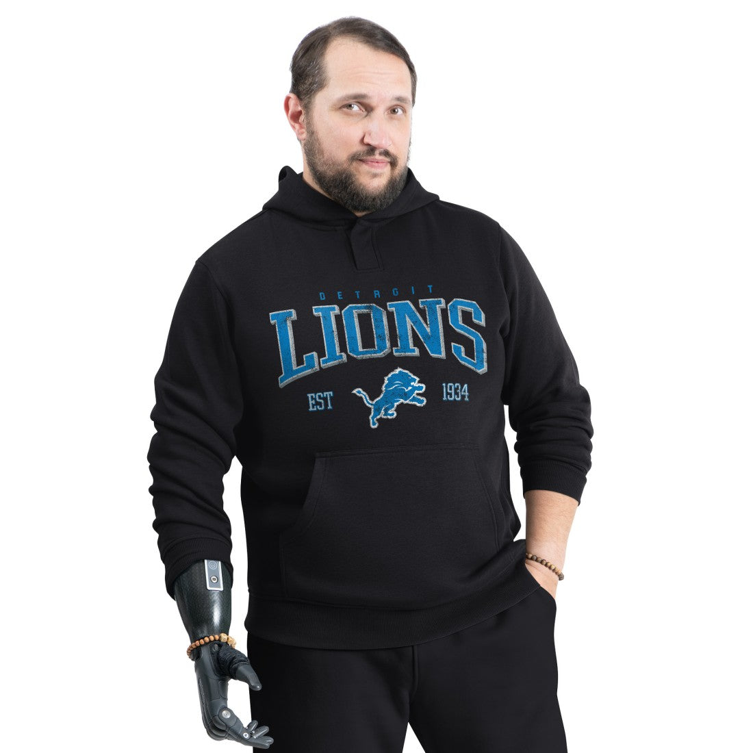 Detroit Lions G-III Sports by Carl Banks Adaptive Team Spirit Graphic Fleece Pullover Hoodie - Black Hoodies