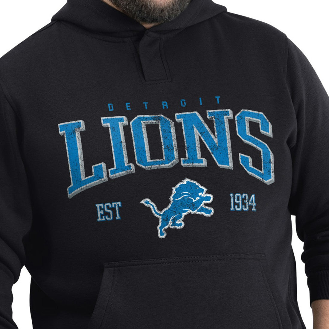 Detroit Lions G-III Sports by Carl Banks Adaptive Team Spirit Graphic Fleece Pullover Hoodie - Black Hoodies