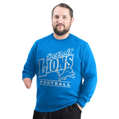 Detroit Lions G-III Sports by Carl Banks Adaptive Headliner Team Name Graphic Fleece Pullover Sweatshirt - Blue Pullover