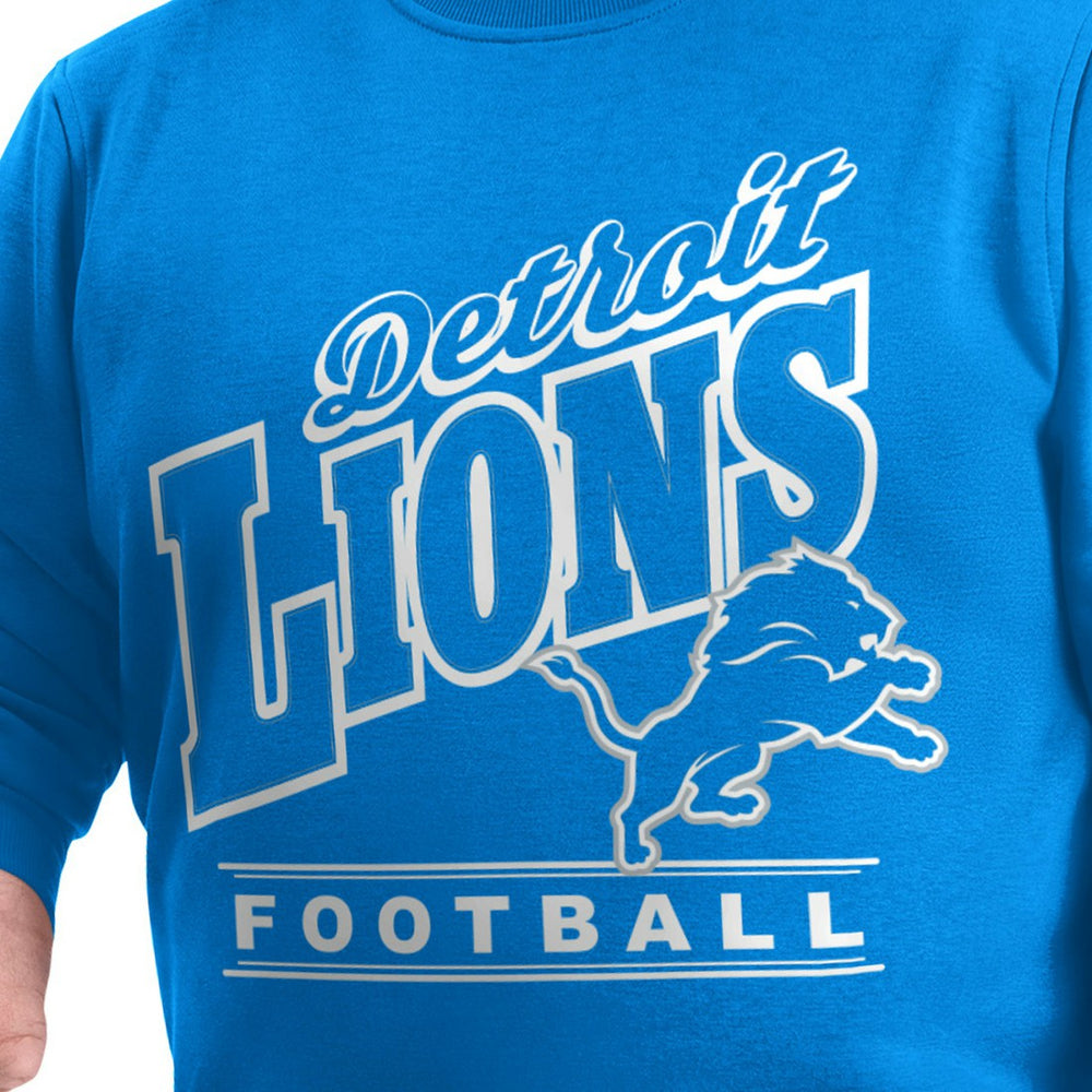 Detroit Lions G-III Sports by Carl Banks Adaptive Headliner Team Name Graphic Fleece Pullover Sweatshirt - Blue Pullover