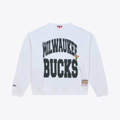 Milwaukee Bucks Women's Lightweight Block Letter Sweatshirt White - Mitchell & Ness