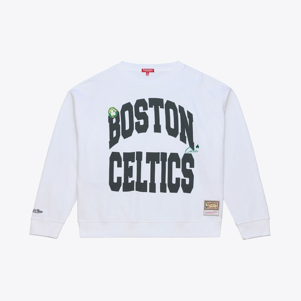 Boston Celtics Women's Lightweight Block Letter Sweatshirt White - Mitchell & Ness