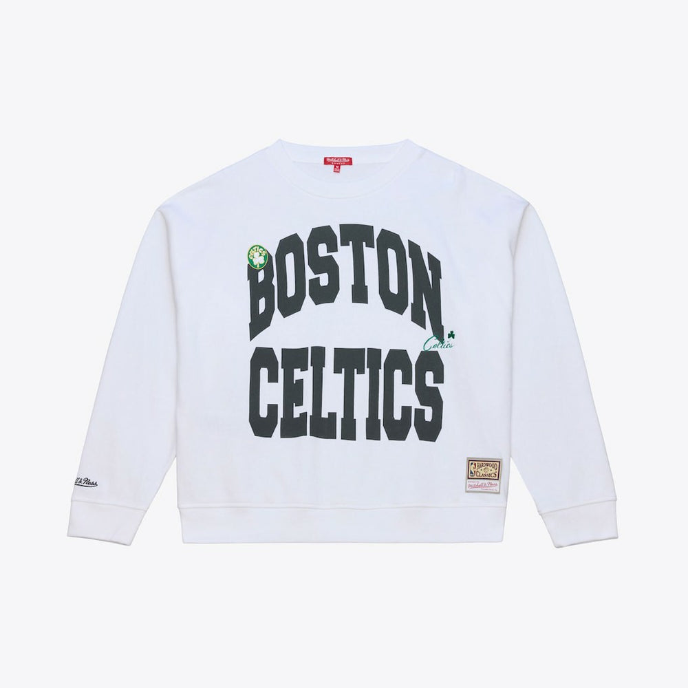 Boston Celtics Women's Lightweight Block Letter Sweatshirt White - Mitchell & Ness