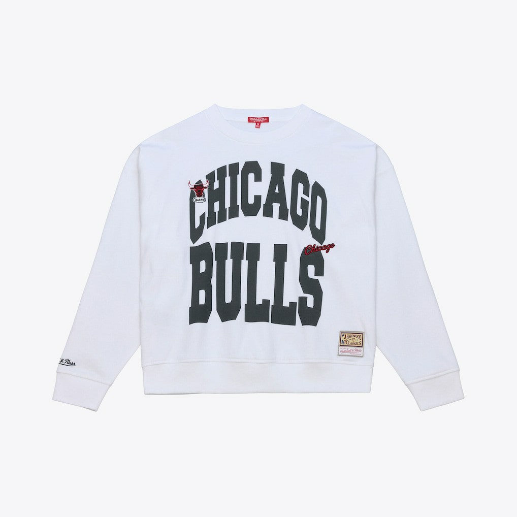 Chicago Bulls Women's Lightweight Block Letter Sweatshirt White - Mitchell & Ness
