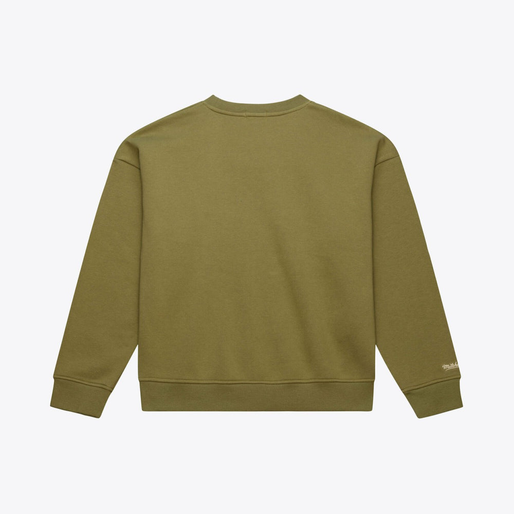 Milwaukee Bucks Women's Lightweight Script Sweatshirt Olive - Mitchell & Ness