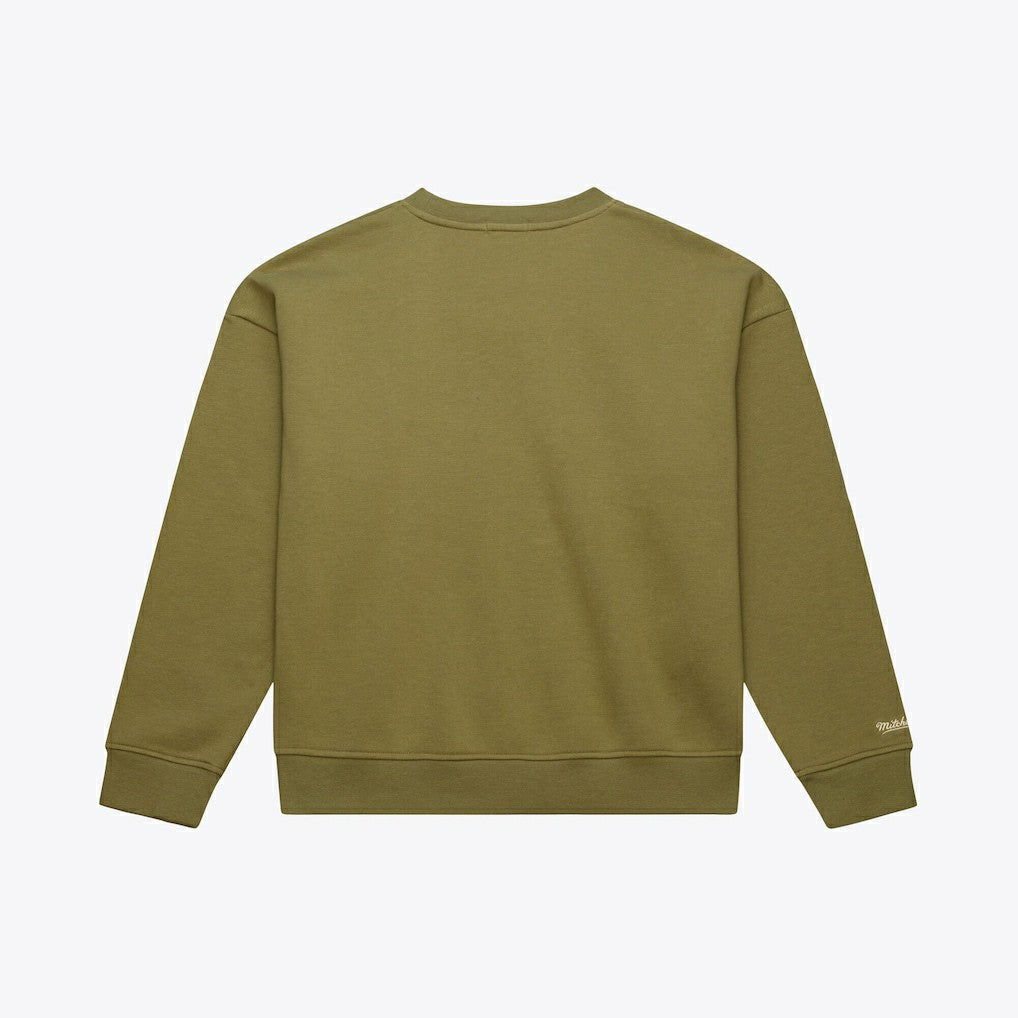 Boston Celtics Women's Lightweight Script Sweatshirt Olive - Mitchell & Ness