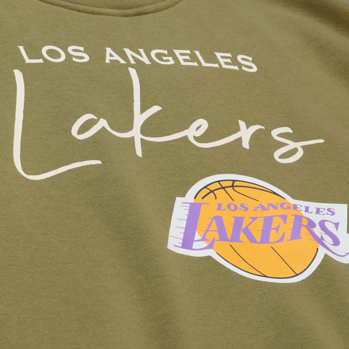 Los Angeles Lakers Women's Lightweight Script Sweatshirt Olive - Mitchell & Ness outlet