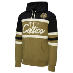 Boston Celtics Double Clutch Head Coach Hoodie Olive - Mitchell & Ness
