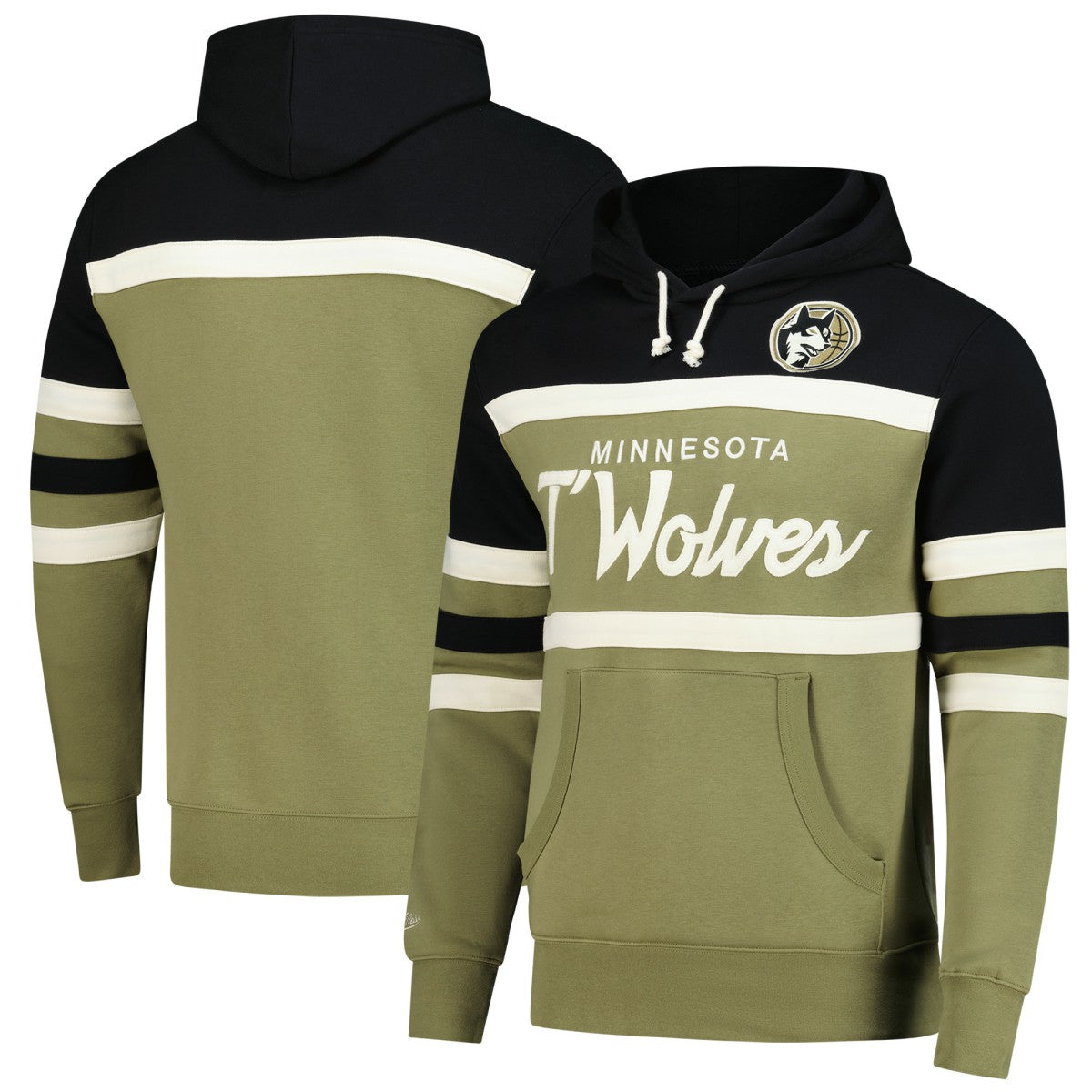 Minnesota Timberwolves Double Clutch Head Coach Hoodie Olive/Black - Mitchell & Ness