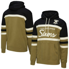 Philadelphia 76ers Double Clutch Head Coach Hoodie Olive - Mitchell & Ness