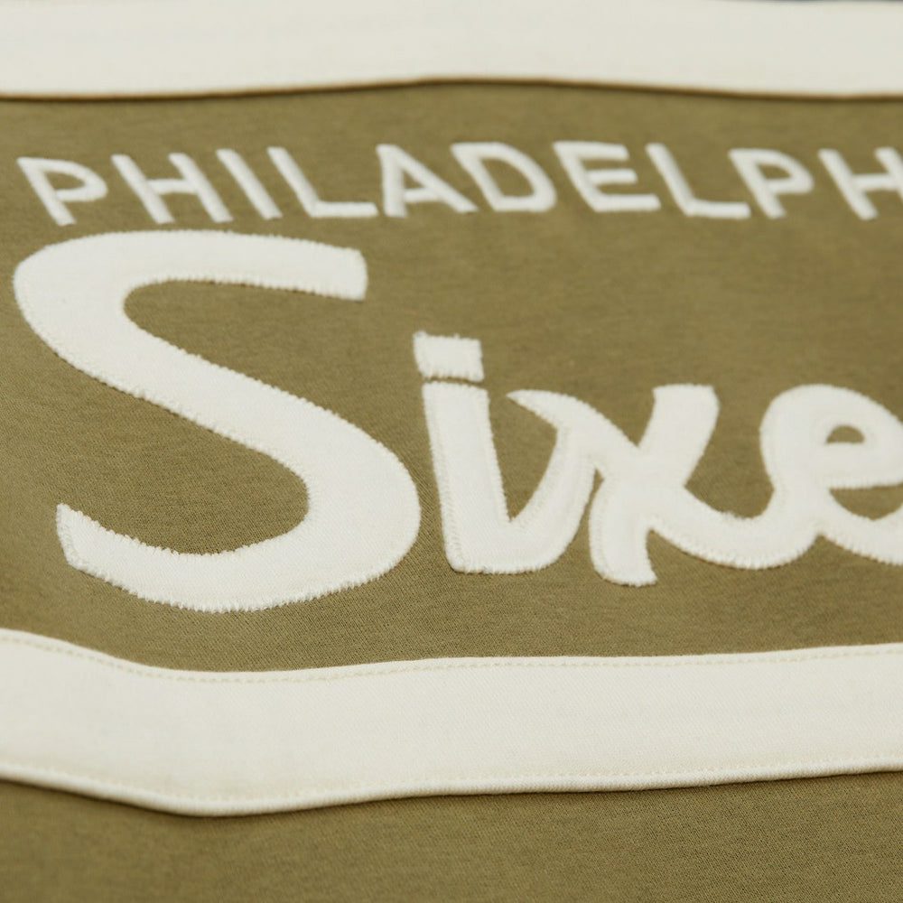Philadelphia 76ers Double Clutch Head Coach Hoodie Olive - Mitchell & Ness