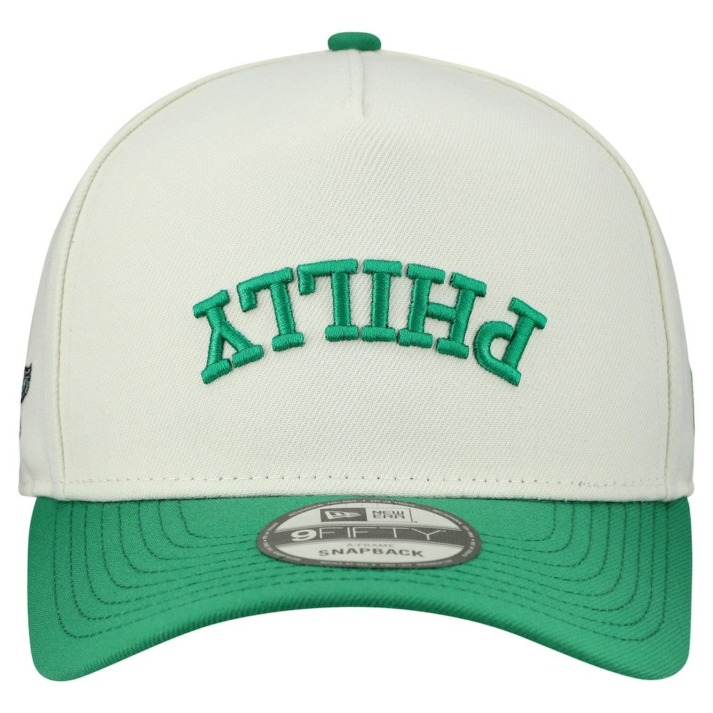 Philadelphia Eagles New Era Upside Down 9FIFTY A-Frame Snapback Hat - Cream Hats