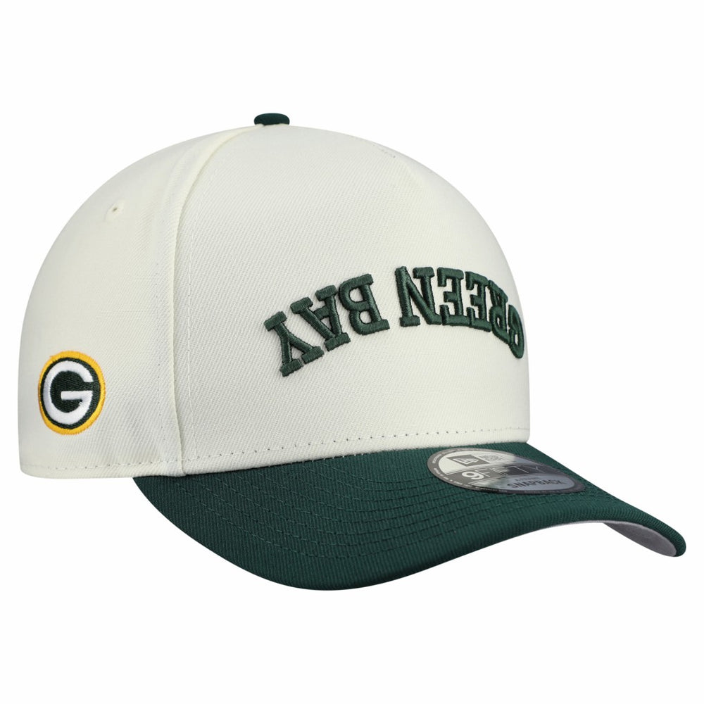 Green Bay Packers New Era Upside Down 9FIFTY A-Frame Snapback Hat - Cream Hats