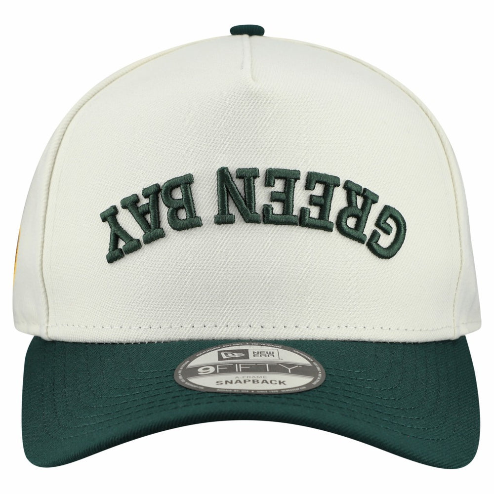 Green Bay Packers New Era Upside Down 9FIFTY A-Frame Snapback Hat - Cream Hats
