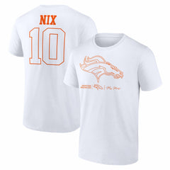 Bo Nix Denver Broncos Outline Player T-Shirt - White T-shirts
