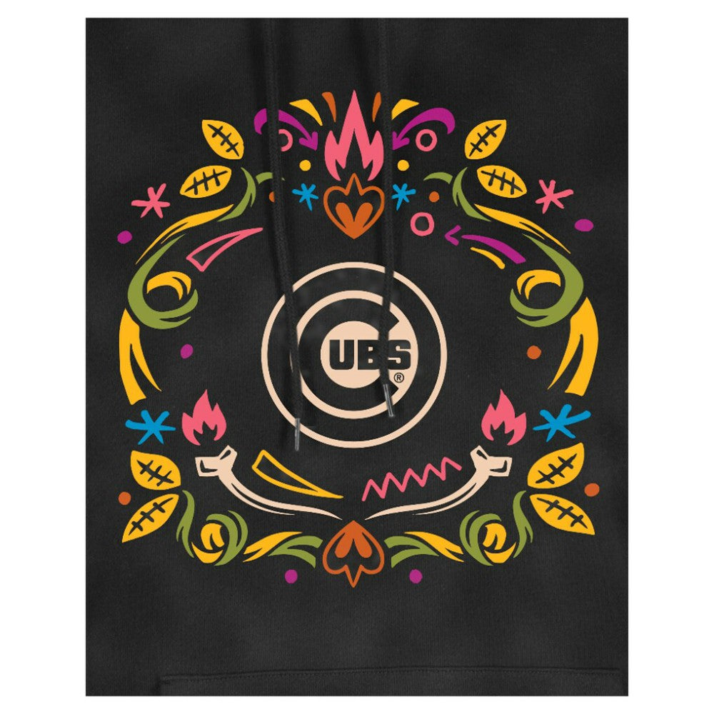 Chicago Cubs New Era Women's Día de Muertos Mineral Wash Hoodie Sweatshirt - Black Hoodies