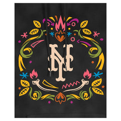 New York Mets New Era Women's Día de Muertos Mineral Wash Hoodie Sweatshirt - Black Hoodies
