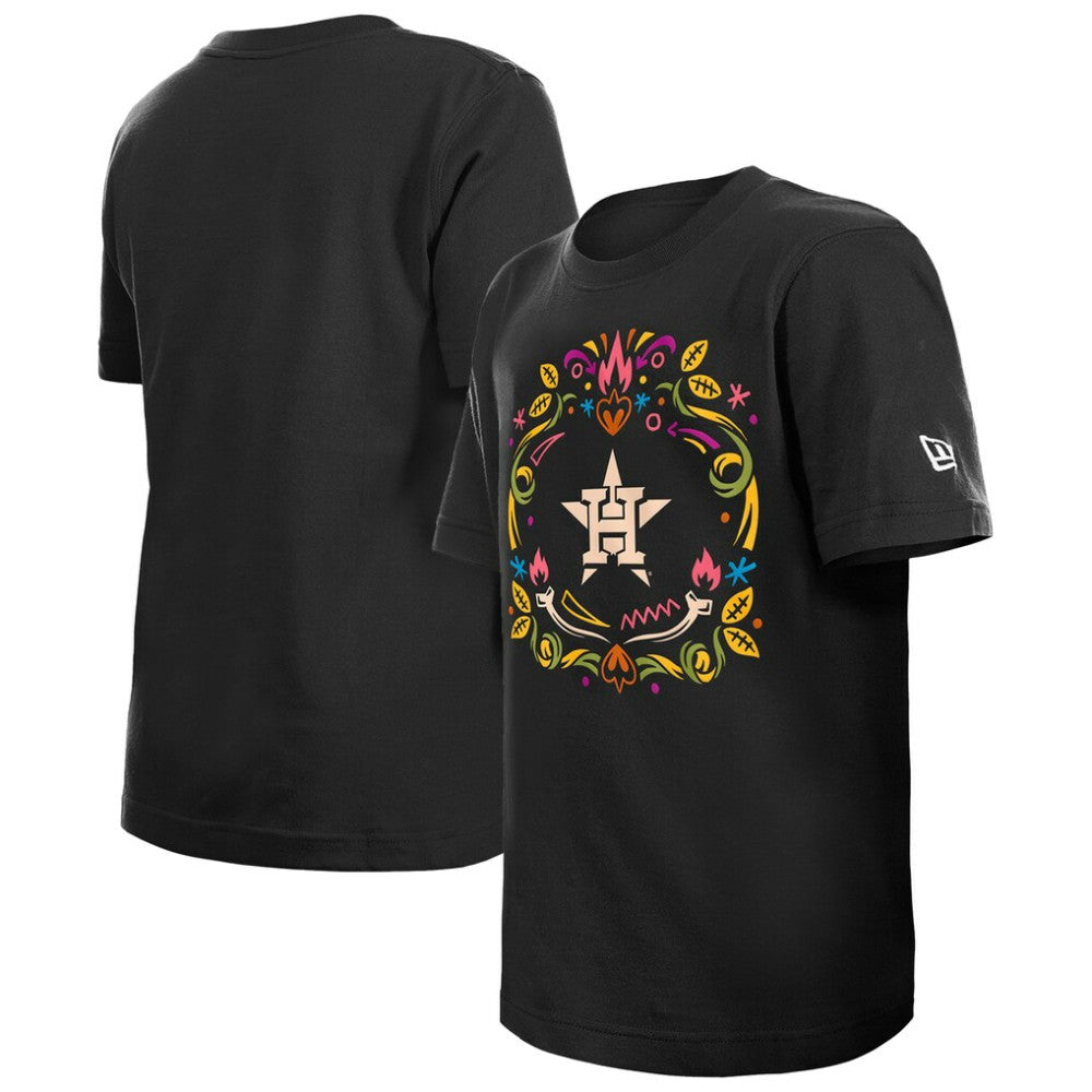Houston Astros New Era Youth Día de los Muertos T-Shirt - Black T-shirts