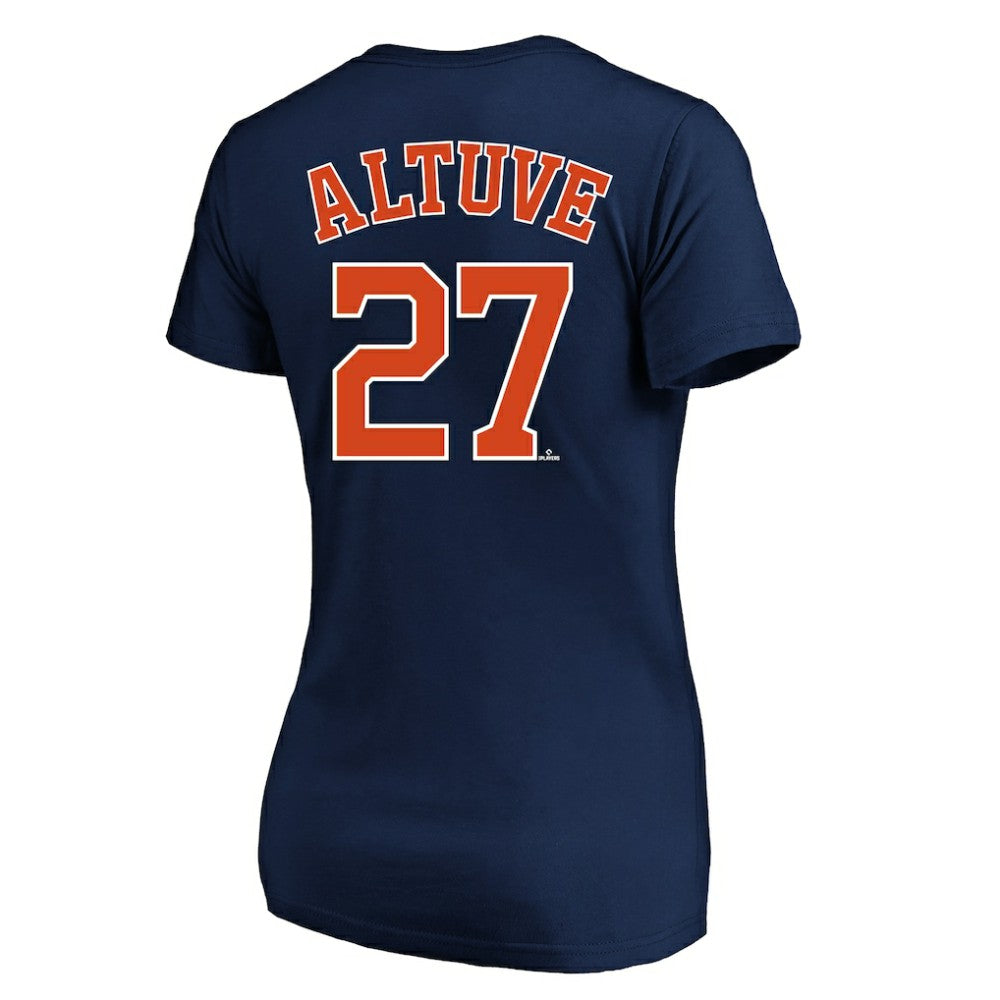 Jose Altuve Houston Astros Profile Women's Plus Size Name & Number V-Neck T-Shirt - Navy T-shirts