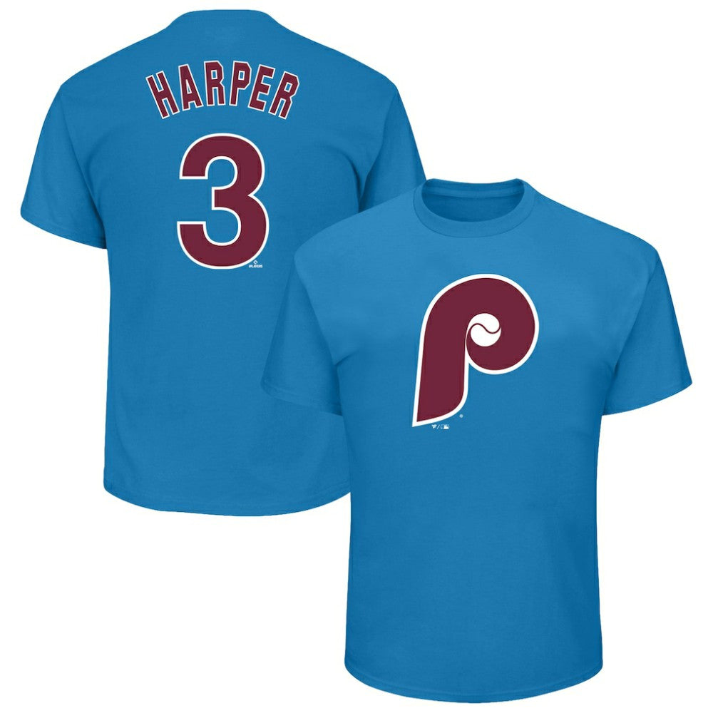 Bryce Harper Philadelphia Phillies Profile Big & Tall Player Name & Number T-Shirt - Light Blue T-shirts