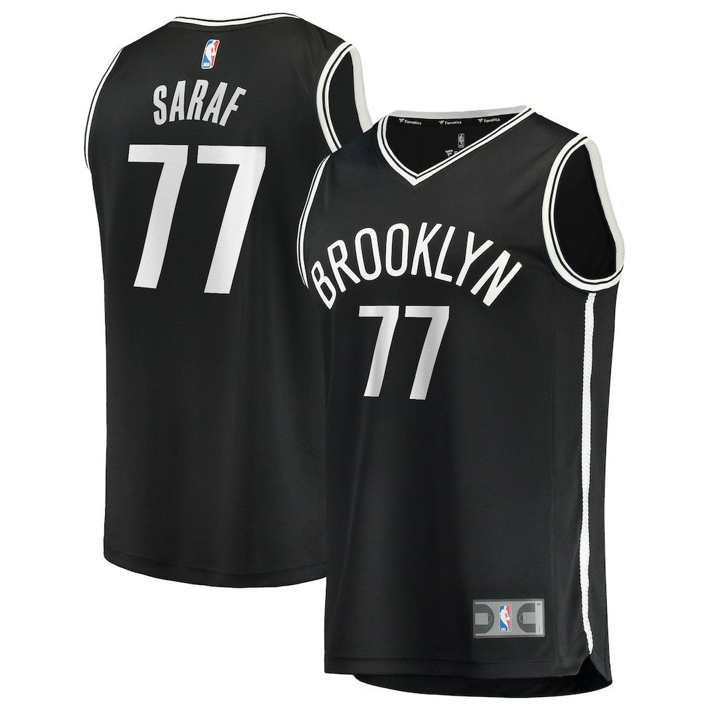 Ben Saraf Brooklyn Nets Fast Break Replica Jersey Black Icon Edition - Fanatics