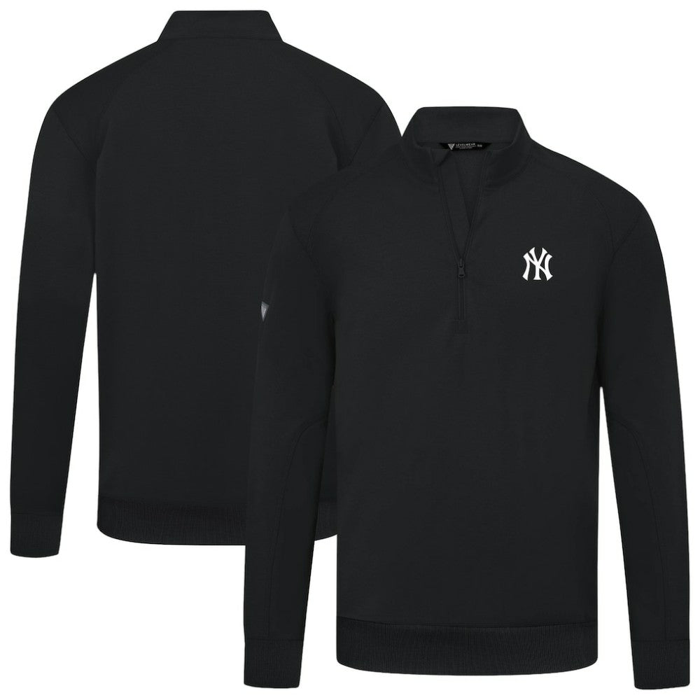 New York Yankees Levelwear Upright Insignia Tri-Blend Quarter-Zip Pullover - Black Pullover