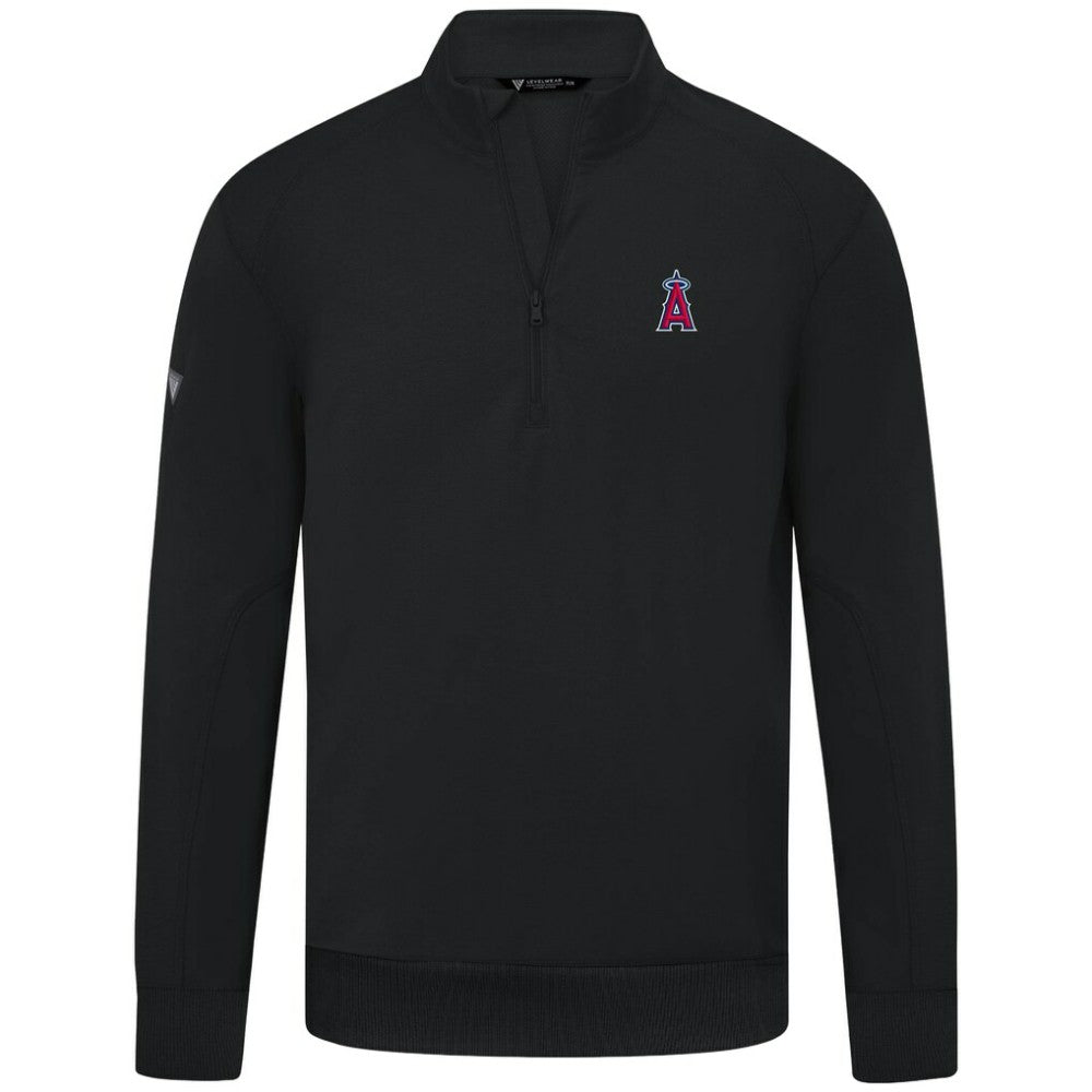 Los Angeles Angels Levelwear Upright Insignia Tri-Blend Quarter-Zip Pullover - Black Pullover