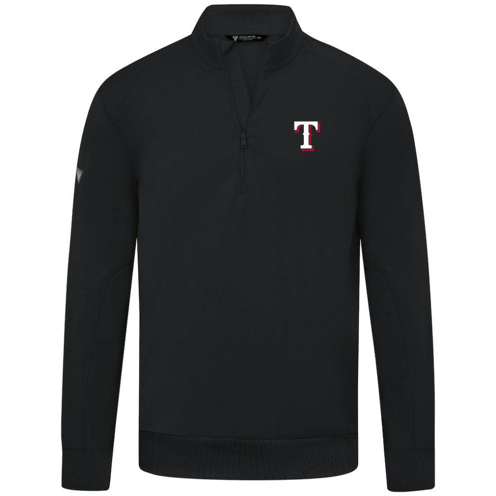Texas Rangers Levelwear Upright Insignia Tri-Blend Quarter-Zip Pullover - Black Pullover