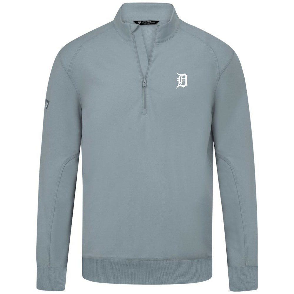 Detroit Tigers Levelwear Upright Insignia Tri-Blend Quarter-Zip Pullover - Gray Pullover
