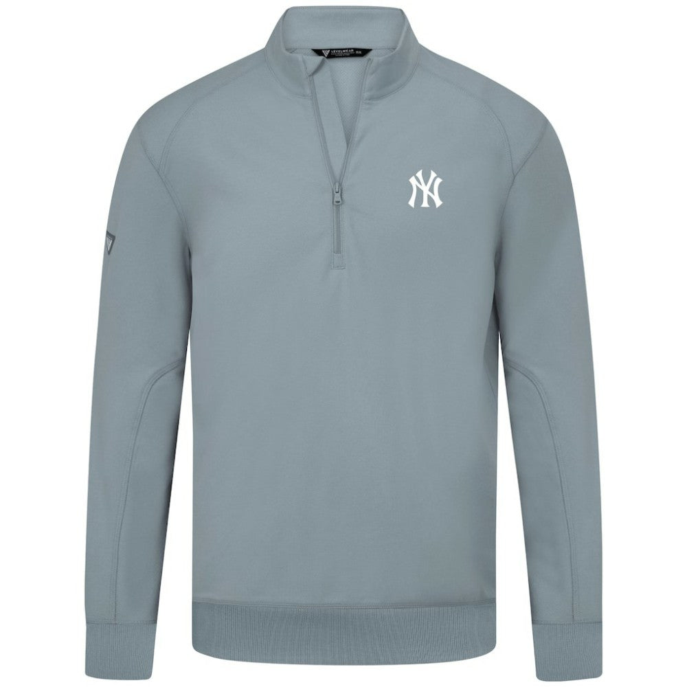 New York Yankees Levelwear Upright Insignia Tri-Blend Quarter-Zip Pullover - Gray Pullover