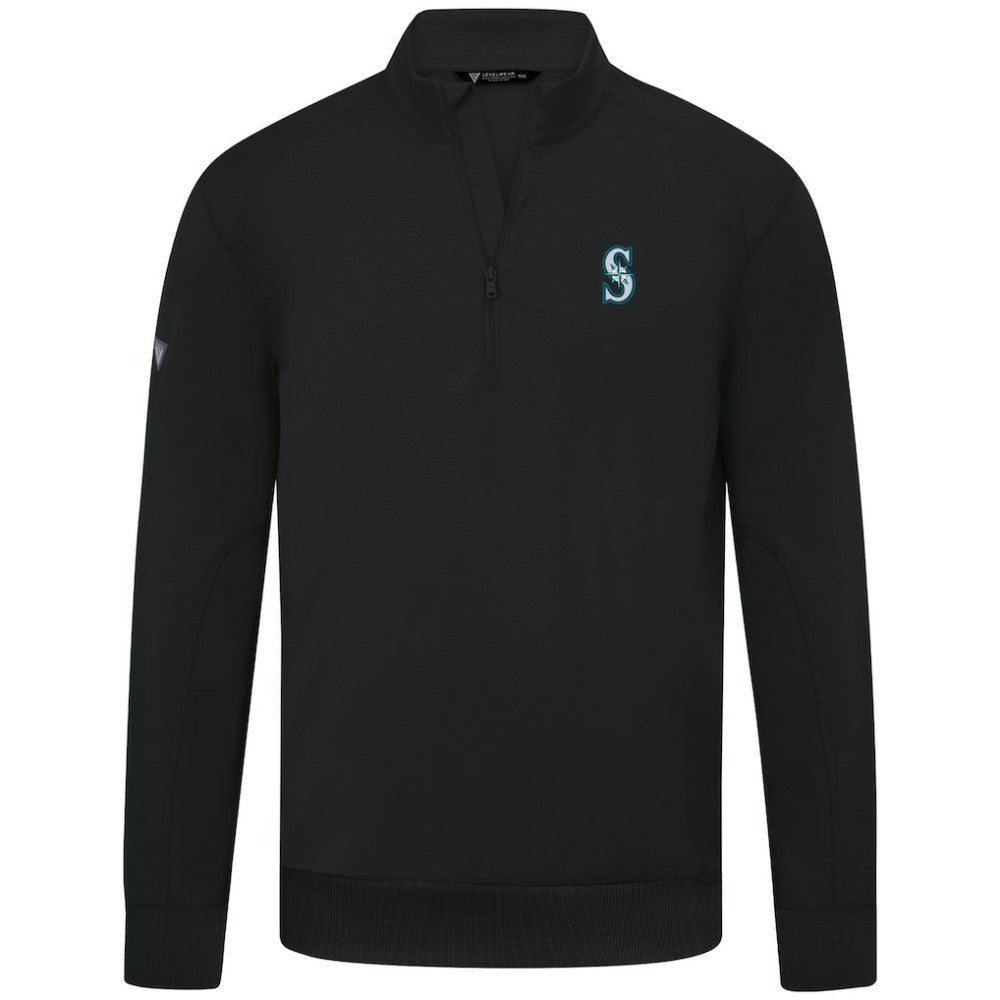 Seattle Mariners Levelwear Upright Insignia Tri-Blend Quarter-Zip Pullover - Black Pullover