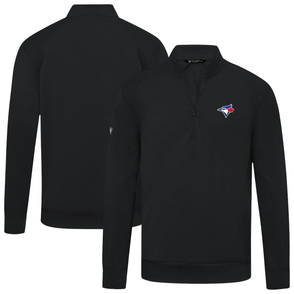 Toronto Blue Jays Levelwear Upright Insignia Tri-Blend Quarter-Zip Pullover - Black Pullover