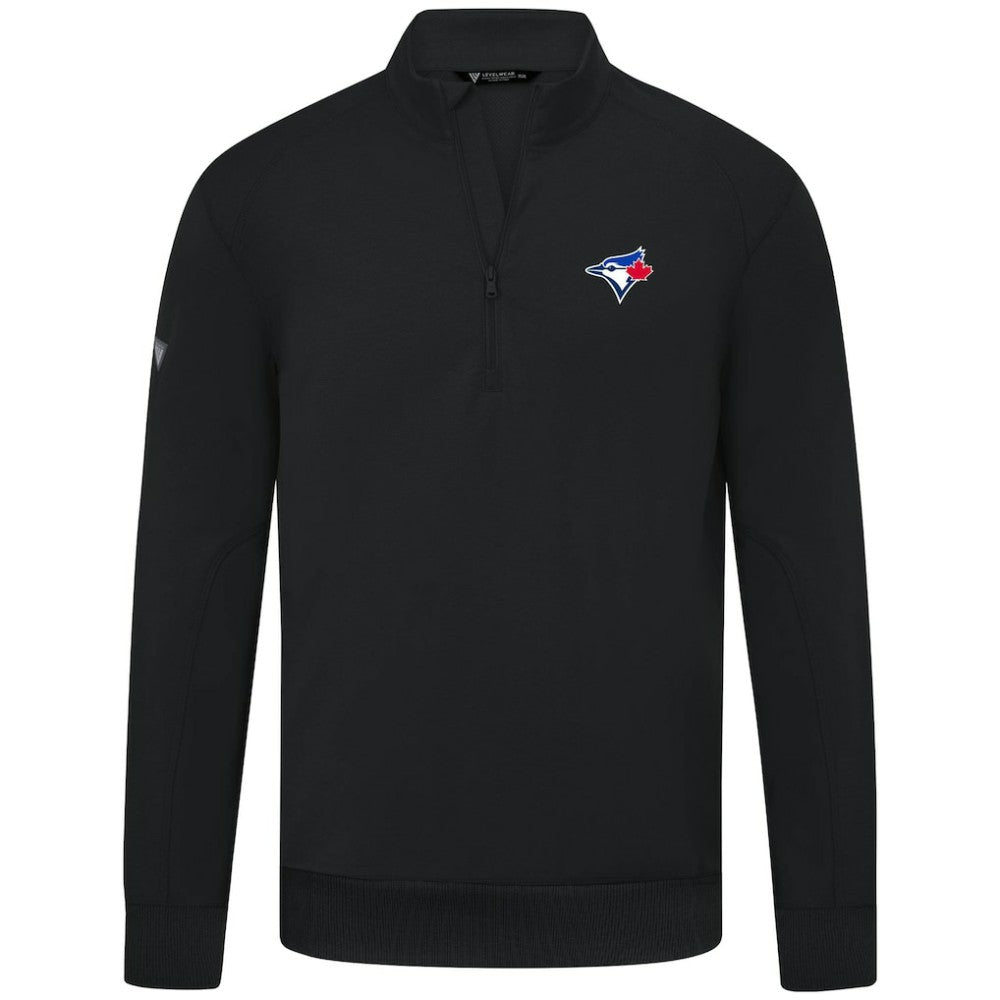 Toronto Blue Jays Levelwear Upright Insignia Tri-Blend Quarter-Zip Pullover - Black Pullover
