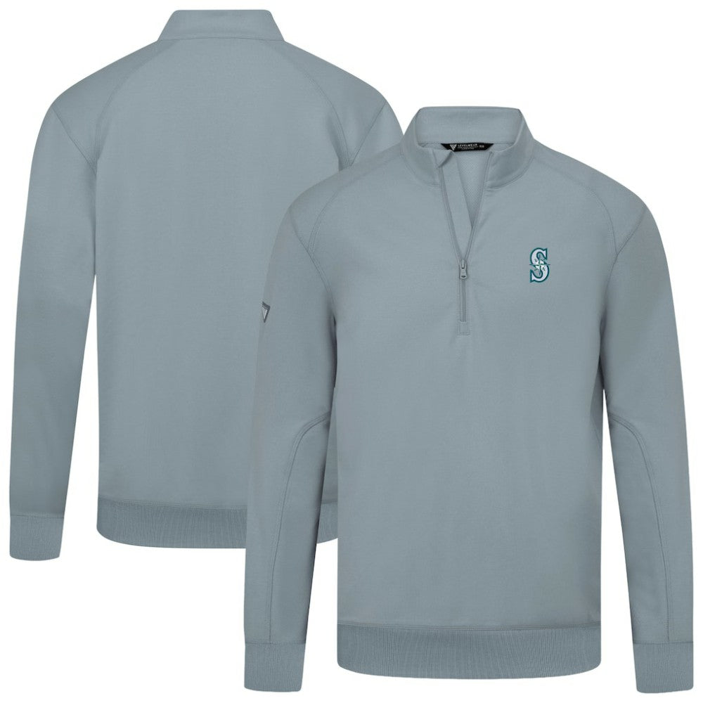 Seattle Mariners Levelwear Upright Insignia Tri-Blend Quarter-Zip Pullover - Gray Pullover