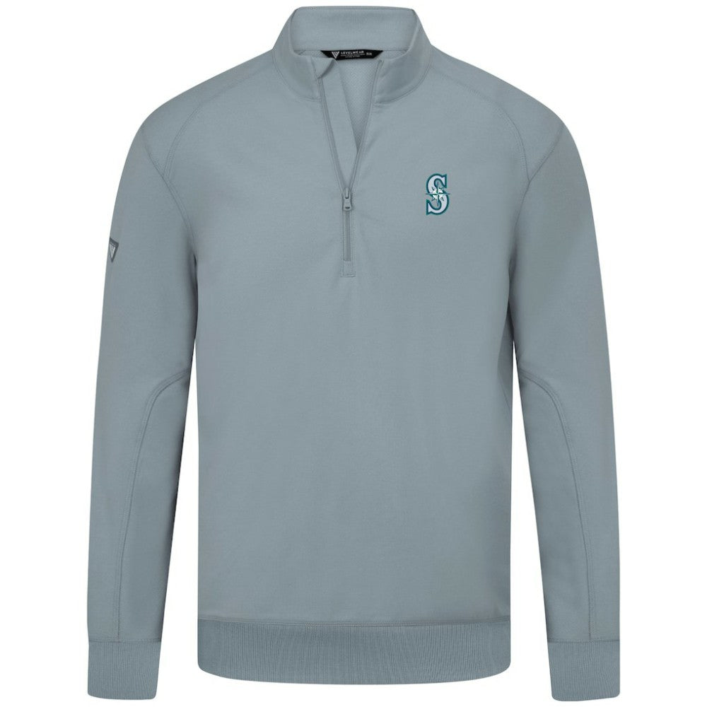 Seattle Mariners Levelwear Upright Insignia Tri-Blend Quarter-Zip Pullover - Gray Pullover