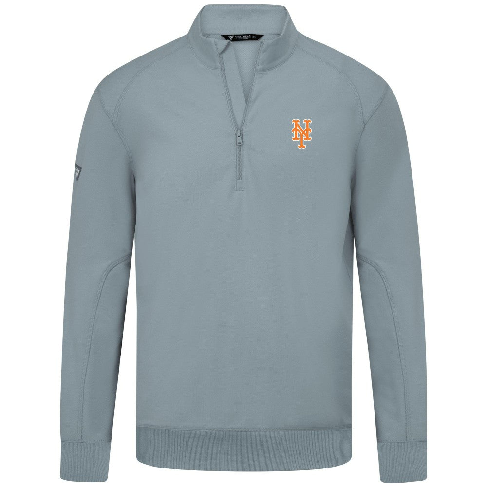 New York Mets Levelwear Upright Insignia Tri-Blend Quarter-Zip Pullover - Gray Pullover